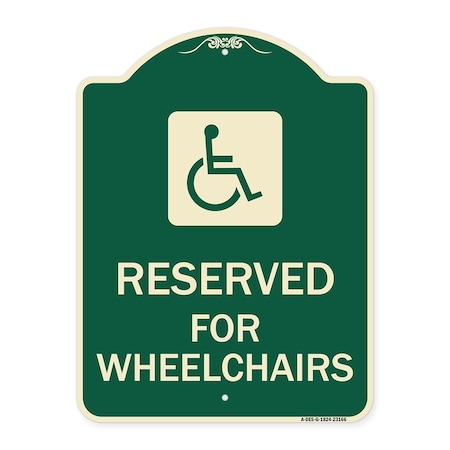 Signmission Reserved for Wheelchairs W/ Graphic Heavy-Gauge Aluminum Architectural Sign, 24" x 18", G-1824-23166 A-DES-G-1824-23166